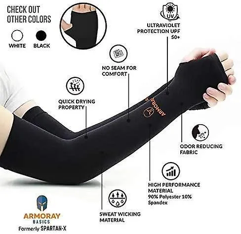 2 pairs Arm Sleeves for Men or Women - Cooling Sports Sleeve（black）