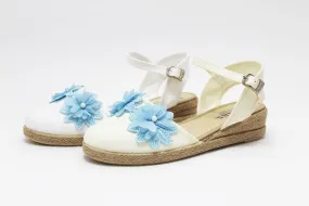 Alpargata hebilla flor azul niña