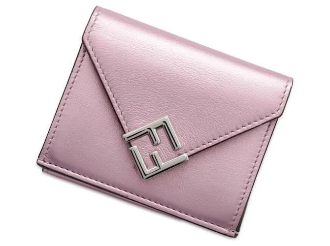 Billetera Fendi de tres pliegues en rosa 