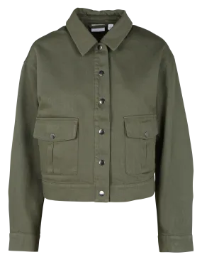 BLORA - Chaqueta de algodón con cuello clásico en caqui