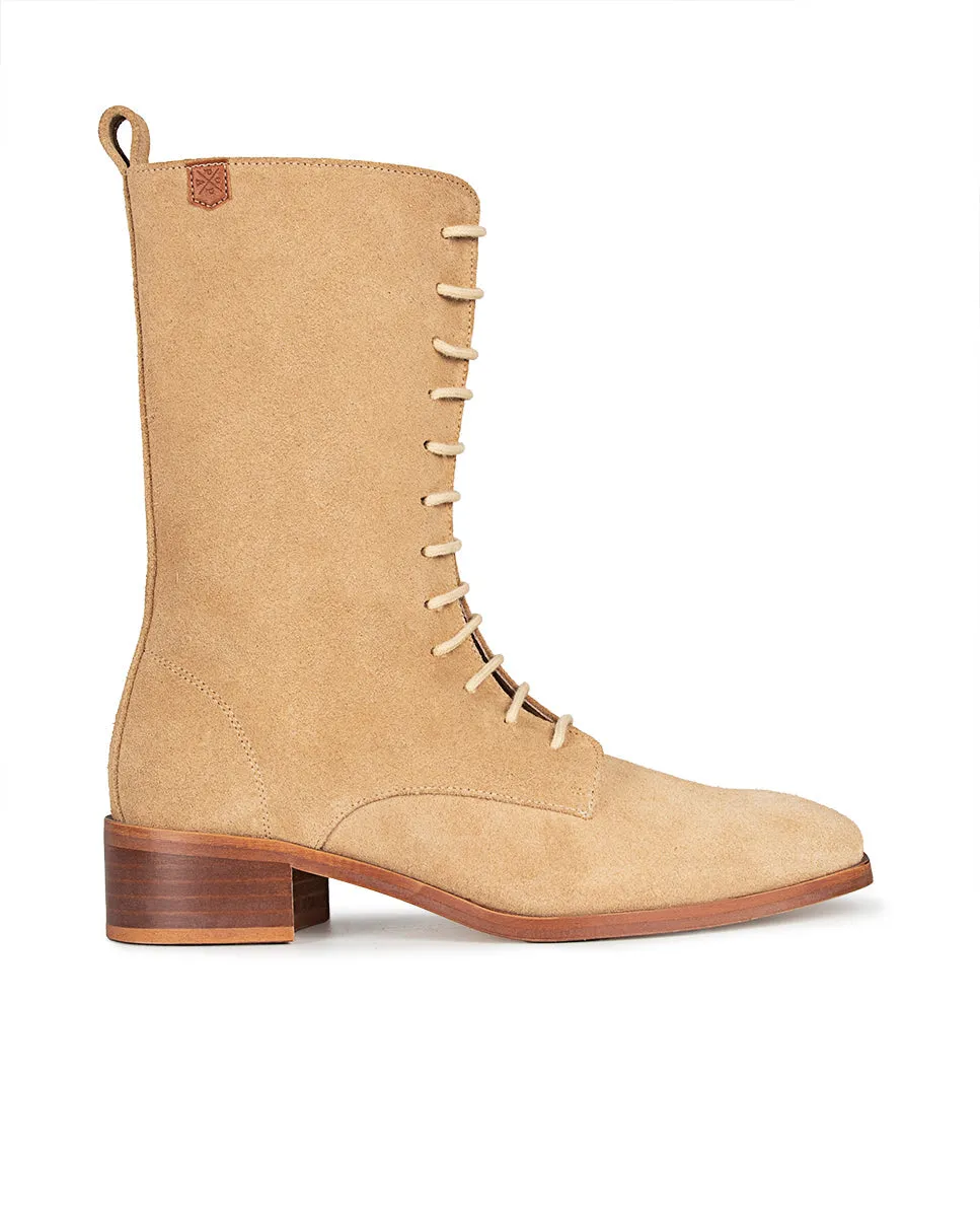 Botín Plano Amanda Piel Beige