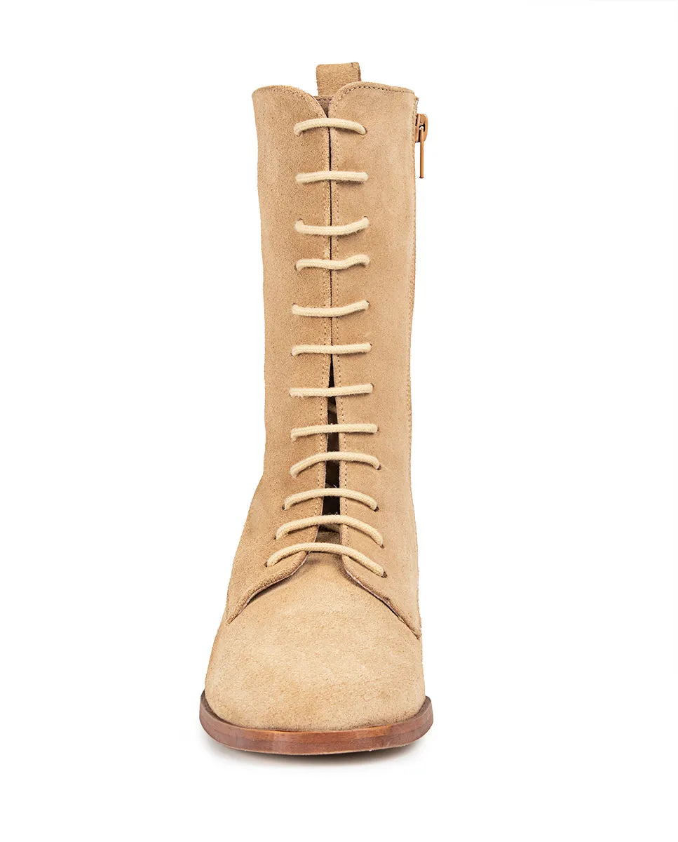 Botín Plano Amanda Piel Beige