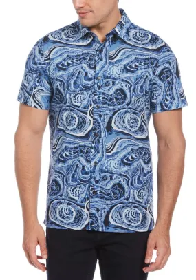 Camisa Azul Estampada