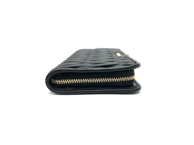 Cartera larga de cuero negro Miu Miu 