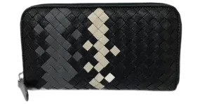 Cartera Larga Intrecciato Bottega Veneta Castaño Negro Blanco 