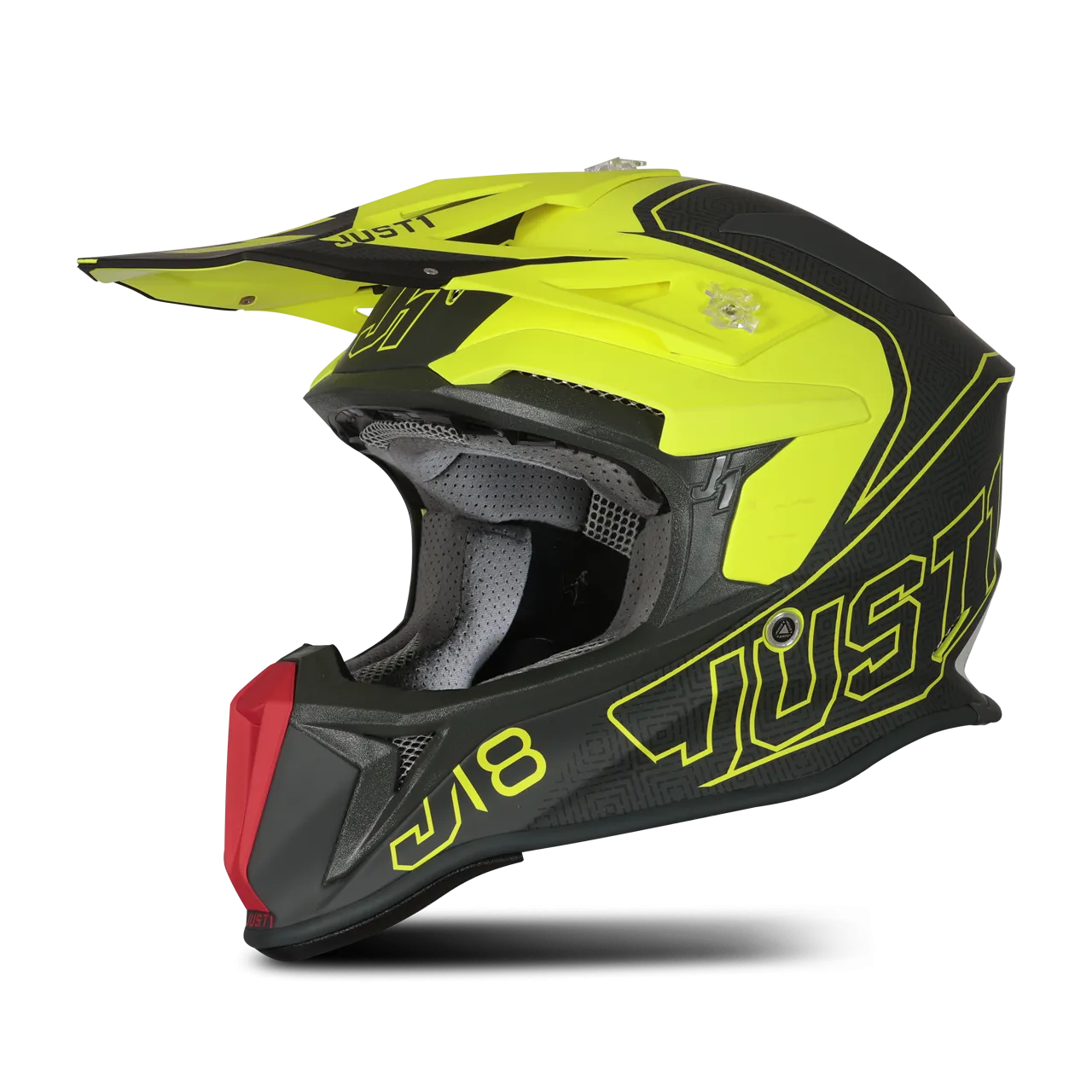 Casco de Cross Just1 J18 Vertigo Rojo-Gris-Amarillo Flou