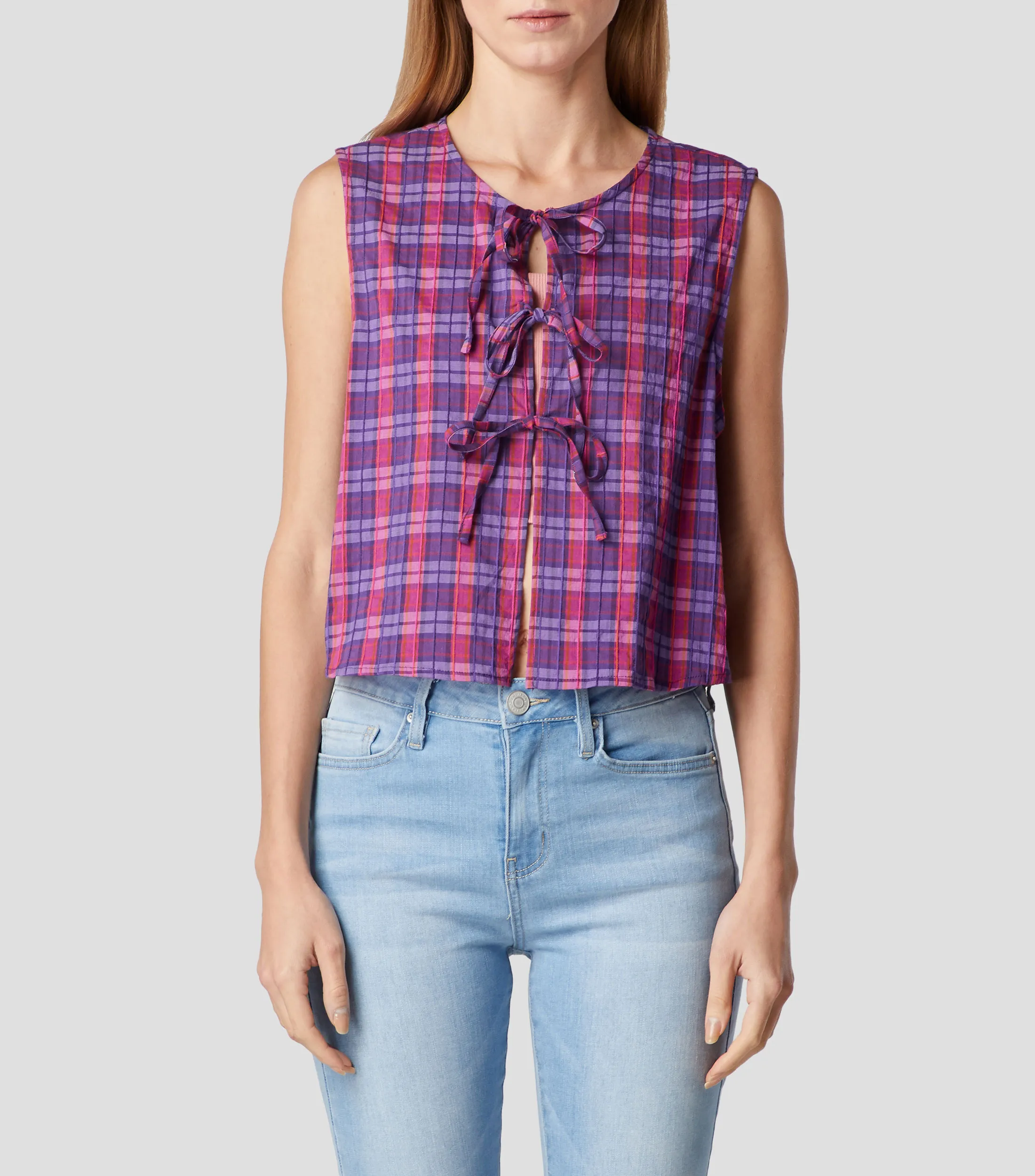 Catamaran Blusa sin mangas de cuadros Mujer