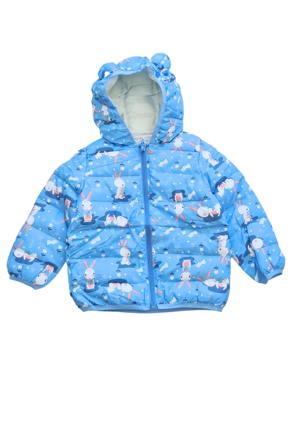 Chamarra acolchada kids. Conejos azul