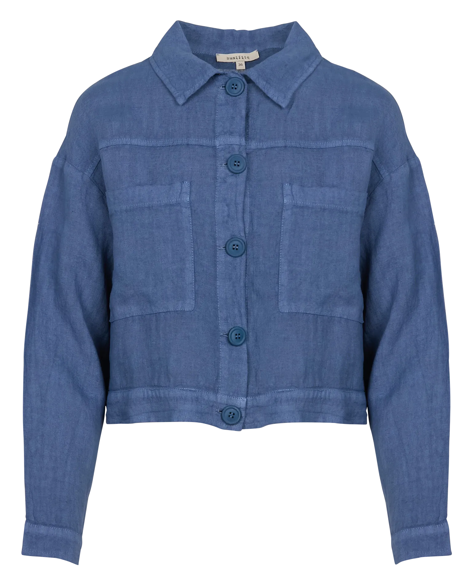 Chaqueta corta de lino en azul