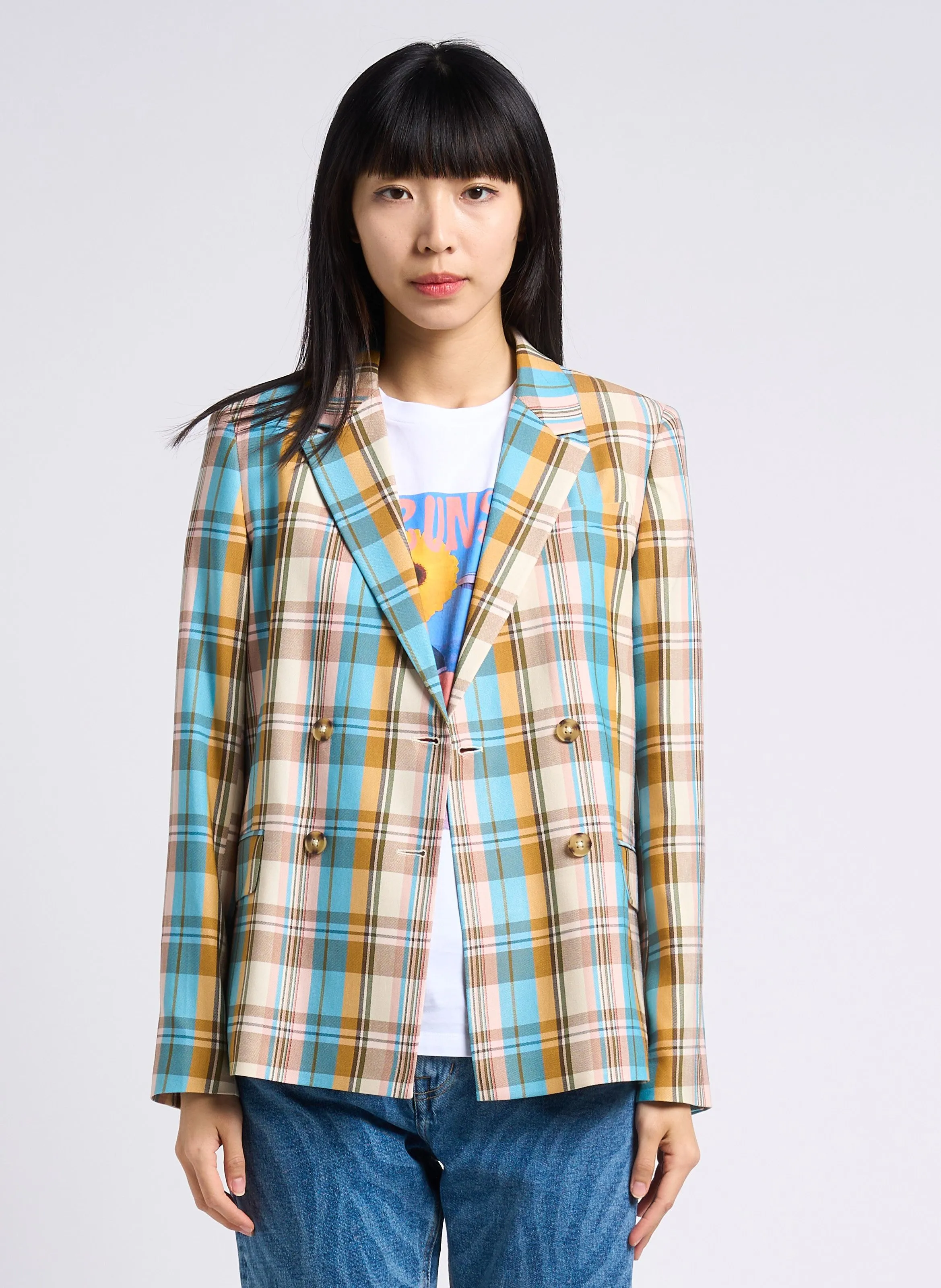 Chaqueta de sastre a cuadros en multicolor