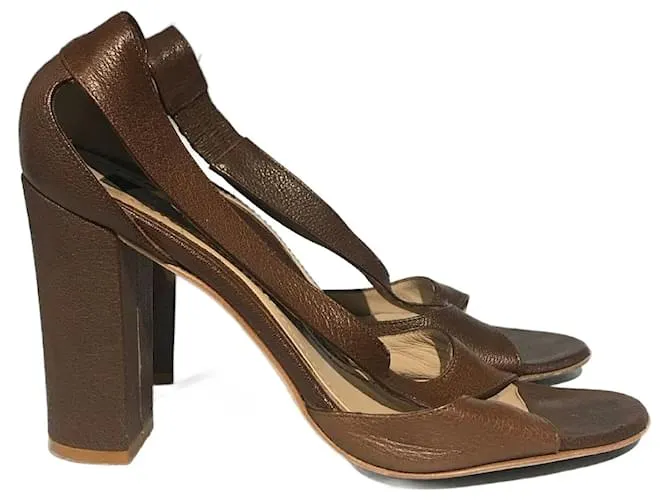 ETRO Sandalias T.UE 37 cuero Castaño 