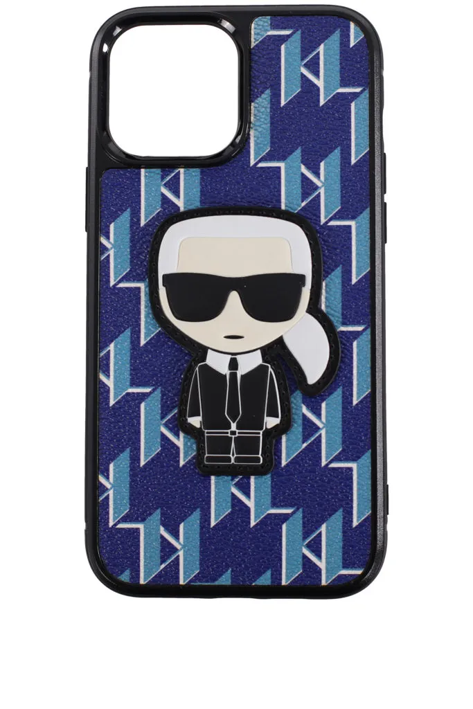 Funda azul con monograma y logo de goma para iphone 13 pro max