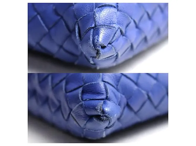 Funda de documentos de cuero azul Bottega Veneta 