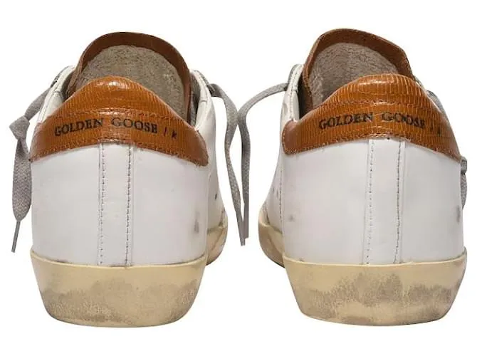 Golden Goose Cestas Super Star en Cuero Blanco y Marrón 