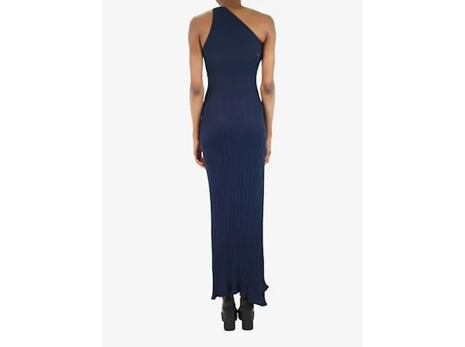 Jacquemus Vestido de punto de canalé azul marino con un solo hombro - talla FR 36 