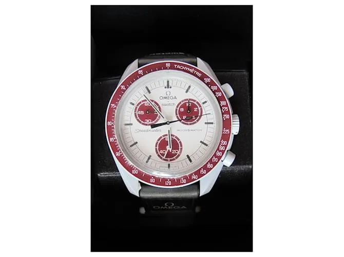 omega x swatch Blanco Roja 