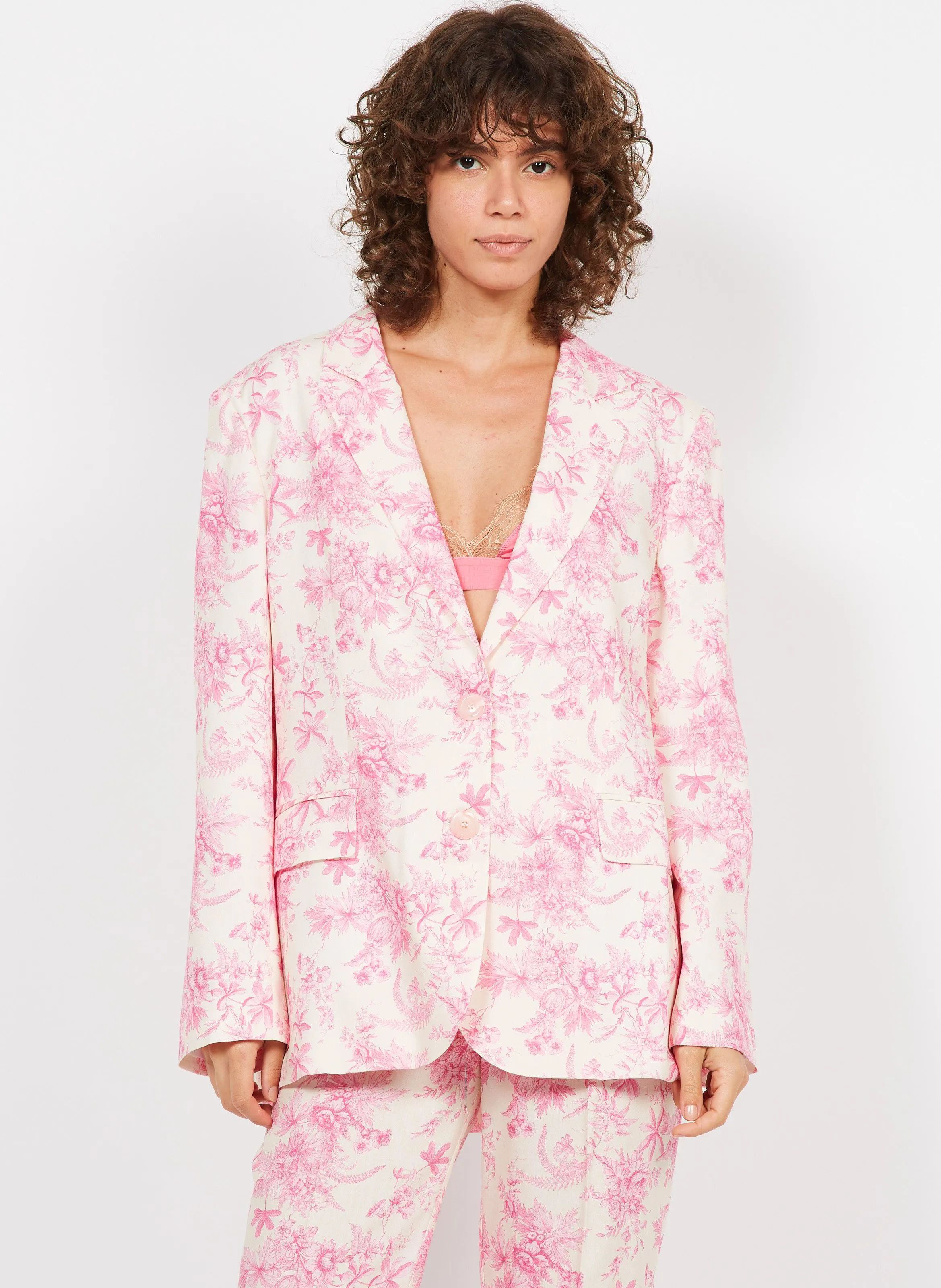 PISSARO - Chaqueta oversize estampada en rosa