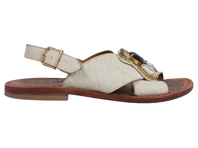 Sandalias Marni con cristales. Castaño Beige 