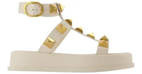 Sandalias Roman Stud - Valentino Garavani - Marfil - Cuero Blanco 