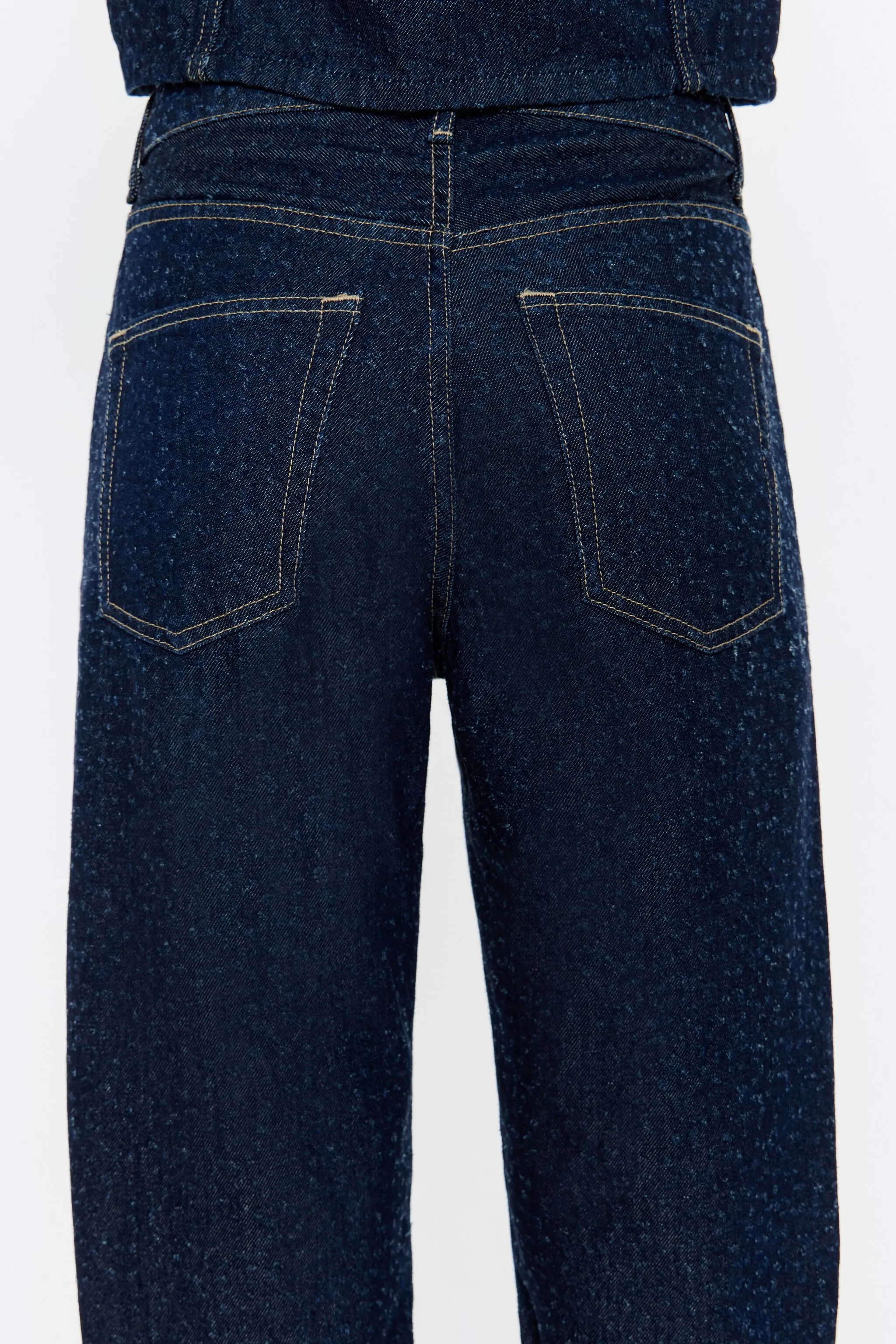 STRAIGHT CROPPED - Vaquero picado azul oscuro