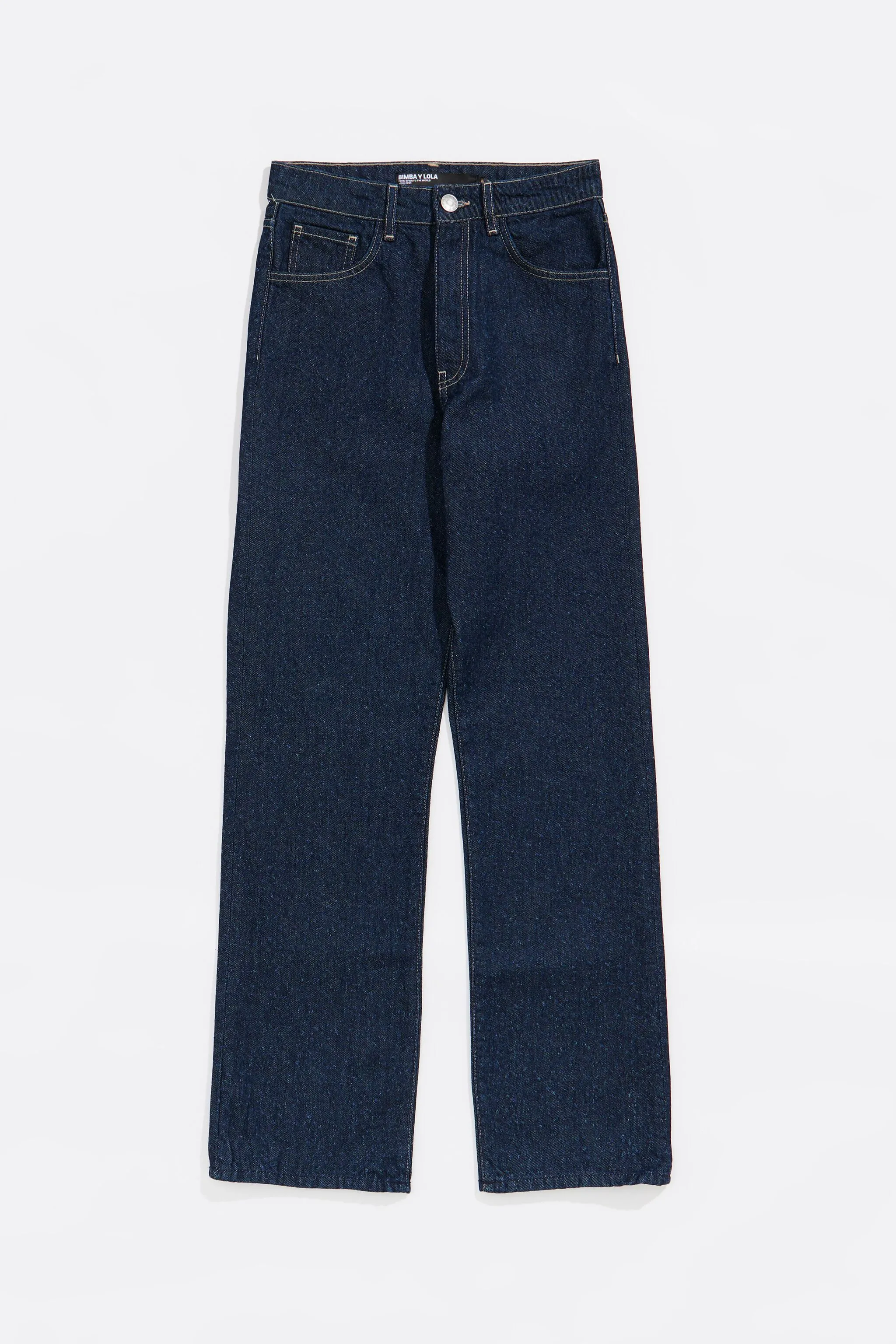 STRAIGHT CROPPED - Vaquero picado azul oscuro
